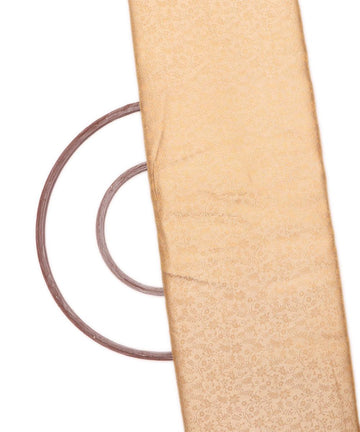 golden colour flower print brocade silk fabric